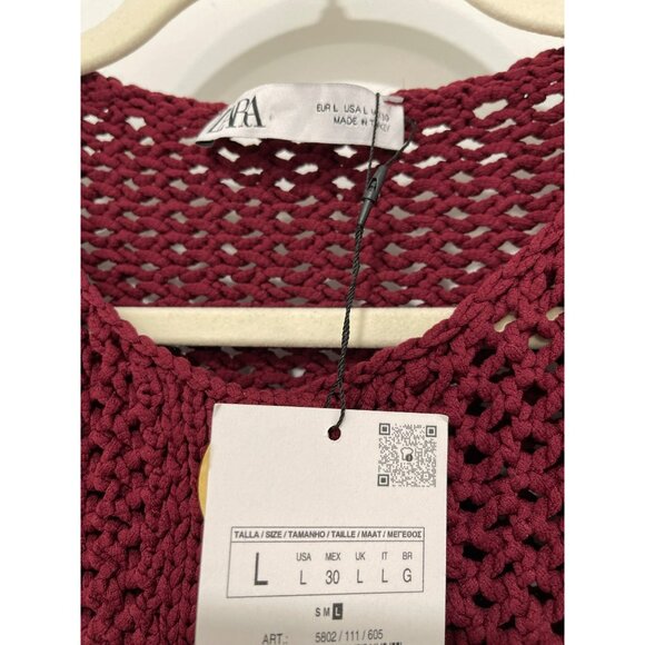 New Zara Open-Knit Cardigan Size Large Gold Buttons - Picture 3 of 5